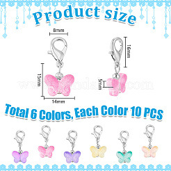 10 Sets Transparent Spray Painted Glass Butterfly Pendant Decorations&nbsp;HJEW-PH0001-64