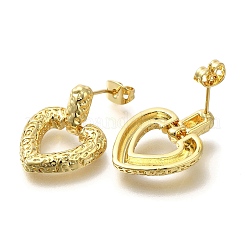 Rack Plating Hollow Heart Brass Dangle Stud Earrings&nbsp;EJEW-L097-30G