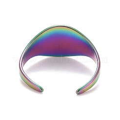 Ion Plating(IP) Rainbow Color 304 Stainless Steel Oval Chunky Open Cuff Ring for Women&nbsp;RJEW-C025-14M