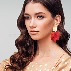 4 Pairs 4 Colors Exquisite Acrylic Petaline Dangle Stud Earrings&nbsp;EJEW-AN0002-10