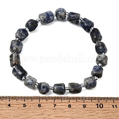 Natural Blue Spot Jasper Column Beaded Stretch Bracelets&nbsp;GG-CBA05D5-01B-02