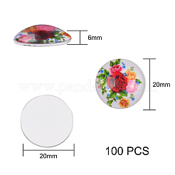 100Pcs Flower Printed Glass Cabochons&nbsp;sgGGLA-SZ0001-19