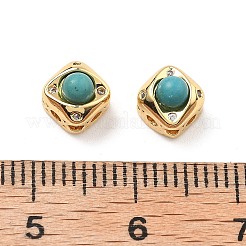 Brass Pave Synthetic Turquoise Rhombus Multi-Strand Links&nbsp;KK-B129-26A-01G
