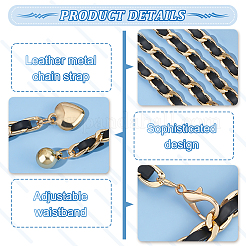 2Pcs 2 Style Aluminum Link Chain Belts with Round & Heart Charms&nbsp;AJEW-FG0002-89