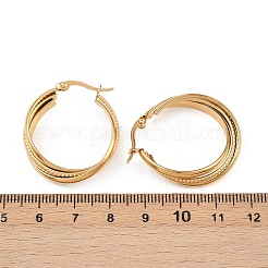 304 Stainless Steel Triple Twist Ring Stud Earrings&nbsp;EJEW-P324-08G