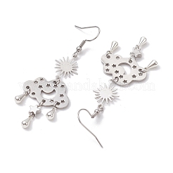 Brass & 304 Stainless Steel Dangle Earrings&nbsp;EJEW-TA00436-02