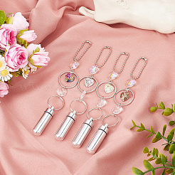 Heart Glass & Aluminum Bottle Pendant Decorations&nbsp;HJEW-DR00156