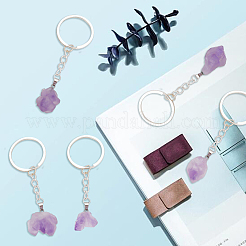 8Pcs Nuggets Natural Amethyst Pendant Keychain&nbsp;KEYC-PH01507