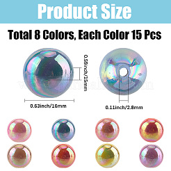 120Pcs 8 Colors Opaque Acrylic Beads&nbsp;MACR-PA0001-11