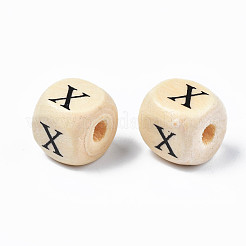 Natural Maple Wood Printed Beads&nbsp;X-WOOD-Q030-36
