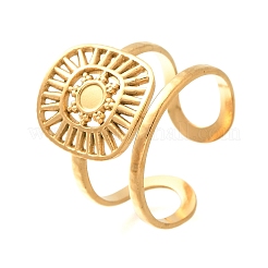 Square with Sun 304 Stainless Steel Open Cuff Rings for Women&nbsp;LS-RJEW-M046-01G