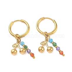 304 Stainless Steel & Rhinestone Hoop Dangle Earrings&nbsp;EJEW-T059-02