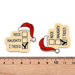 Christmas Series Printed Opaque Acrylic Pendants&nbsp;OACR-Q080-01B