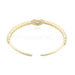 Cubic Zirconia Horse Eye Open Cuff Bangle&nbsp;BJEW-G651-08G-03