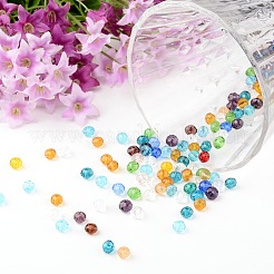 Faceted Rondelle Transparent Glass Beads&nbsp;GLAA-R152-6mm-M1