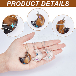 6Pcs 6 Styles Natural & Synthetic Gemstone Copper Wire Pendants&nbsp;G-CA0001-56