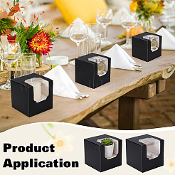 Cube Paper Cupcake Storage Boxes with Visible Window&nbsp;BAKE-WH0002-002C