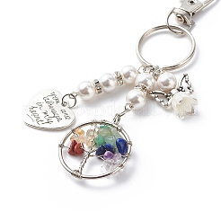 Chakra Tree Of Life Natural/Synthetic Mixed Stone Pendant Keychain&nbsp;KEYC-JKC00397