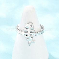304 Stainless Steel Cuff Open Rings for Women&nbsp;RJEW-A102-01P