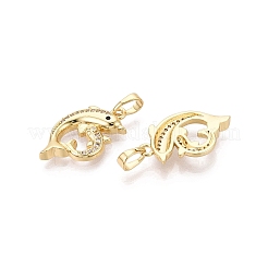 Brass Micro Pave Clear Cubic Zirconia Pendants&nbsp;KK-Q073-11G