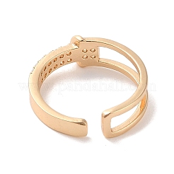 Brass Micro Pave Cubic Zirconia Open Cuff Rings&nbsp;RJEW-K263-10G