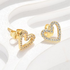 Brass Micro Pave Clear Cubic Zirconia Stud Earrings&nbsp;EJEW-C139-02G