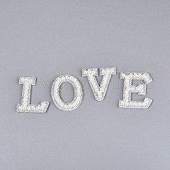 26Pcs ABS Plastic Imitation Pearl & Rhinestone & Cloth Letter Cabochons&nbsp;PATC-T001-01A