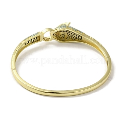 Brass Pave Cadet Blue & Orchid Cubic Zirconia Leopard Hinged Bangle for Women&nbsp;BJEW-K246-21B-G