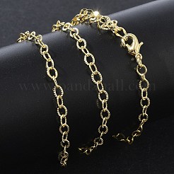 3MM Brass Textured Cable Chain Necklaces for Women&nbsp;KK-CBA4FD4-12G