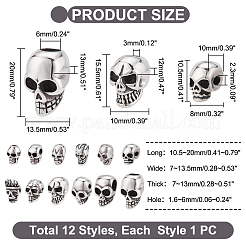 12Pcs 12 Style 
Stainless Steel Beads&nbsp;STAS-PH0004-49