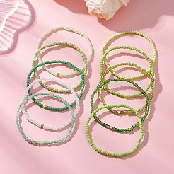 10Pcs Glass Seed Beads & Glass Beaded Stretch Bracelets for Women&nbsp;BJEW-MZ00267