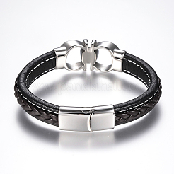 Men's Braided Leather Cord Bracelets&nbsp;BJEW-H559-15G