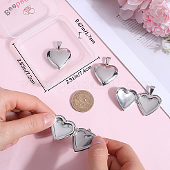 4Pcs 316 Stainless Steel Locket Pendants&nbsp;STAS-BBC0005-07