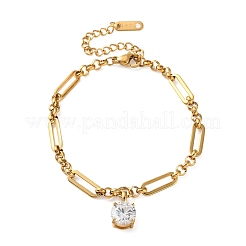 304 Stainless Steel Cubic Zirconia Charm Bracelets&nbsp;SA-CBA8C9C-06B-G