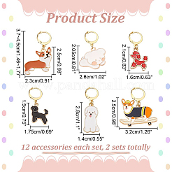 12Pcs 6 Style Alloy Enamel Dog Charms Locking Stitch Markers&nbsp;HJEW-PH01638