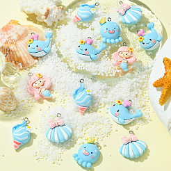 30Pcs 5 Styles Sea Animal Opaque Resin Pendants&nbsp;RESI-CJ0003-62