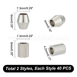 80Pcs 2 Style 201 Stainless Steel European Beads&nbsp;STAS-UN0048-16