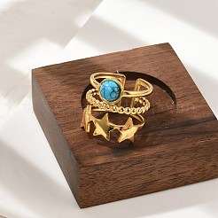 Natural Turquoise Finger Rings&nbsp;LS-RJEW-Q006-01E-G
