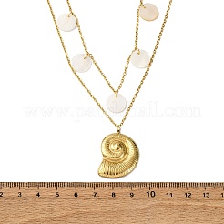 Spiral Shell Shape 304 Stainless Steel Double Layer Pendant Necklaces&nbsp;NJEW-L465-06G