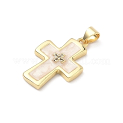 Brass Micro Pave Cubic Zirconia Pendants&nbsp;X-KK-P345-57G
