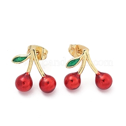 Brass Enamel Stud Earrings&nbsp;EJEW-Q017-01B-G