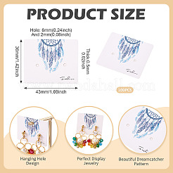 100Pcs Woven Web/Net with Feather Print Paper Jewelry Display Cards&nbsp;CDIS-TA0001-43
