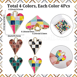 16Pcs 4 Colors Rack Plating Alloy Enamel Pendants&nbsp;ENAM-SC0006-48