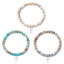 3Pcs 201 Stainless Steel Cross Charm Bracelets&nbsp;BJEW-JB13501