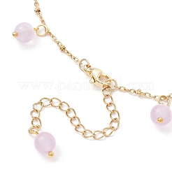 Dyed Natural Malaysia Jade Round Beaded Flower Tassel Ankelets&nbsp;AJEW-AN00706-02