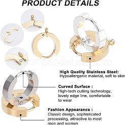 12Pcs 3 Colors 304 Stainless Steel Huggie Hoop Earrings Findings&nbsp;STAS-UN0023-05