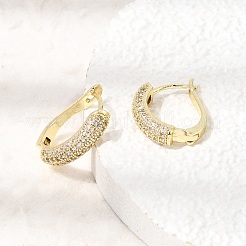 Brass Micro Pave Cubic Zirconia Hoop Earrings&nbsp;CU-CBA7E58-02G