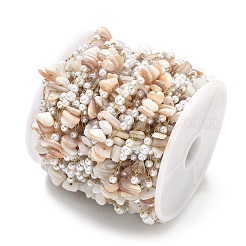Handmade Natural Shell & ABS Imitation Beaded Chains&nbsp;CHS-F025-13G-04