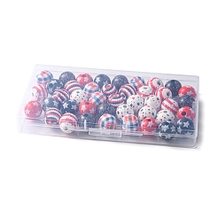 42Pcs 7 Styles Independence Day Theme Schima Wood Beads&nbsp;WOOD-FS0001-01