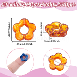 240Pcs 10 Color Gradient Color Transparent Acrylic Beads&nbsp;OACR-UN0001-13